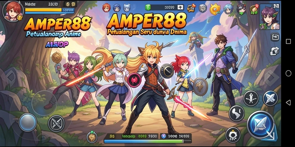 Screenshot gameplay AMPER88 menampilkan aksi seru dalam dunia anime.