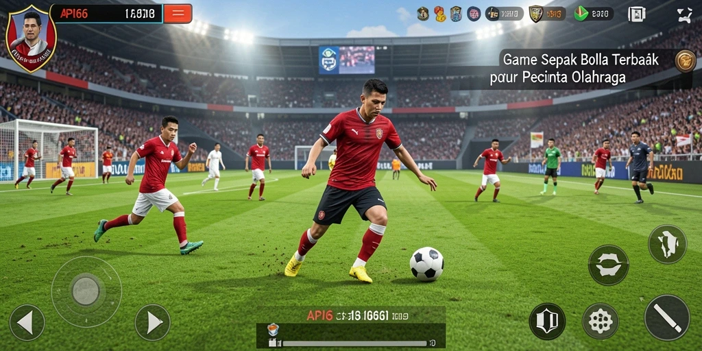 Screenshot menampilkan aksi permainan sepak bola yang seru dan realistis.