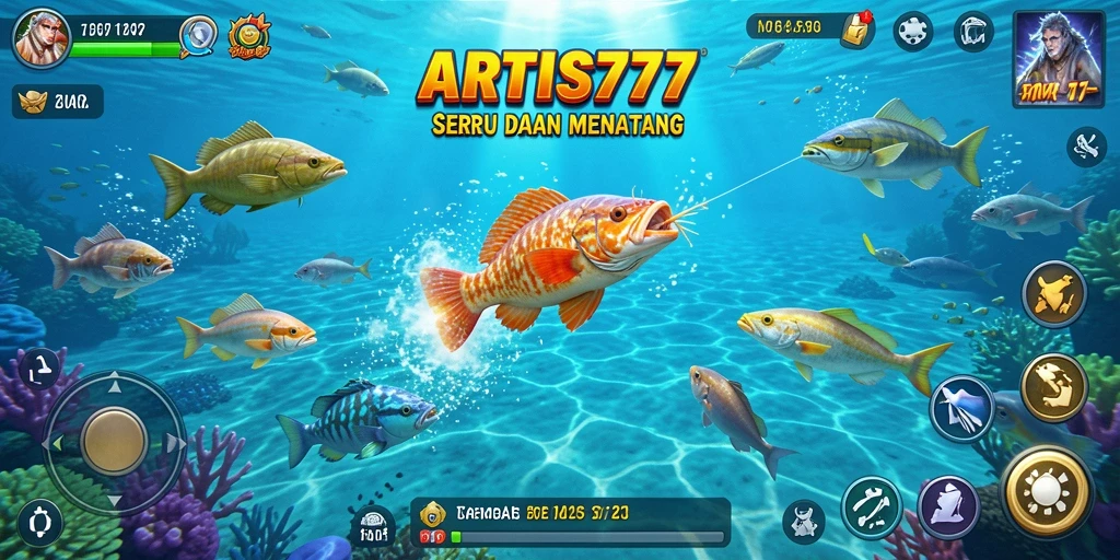 Screenshot menunjukkan momen menembak ikan yang seru dalam ARTIS777.