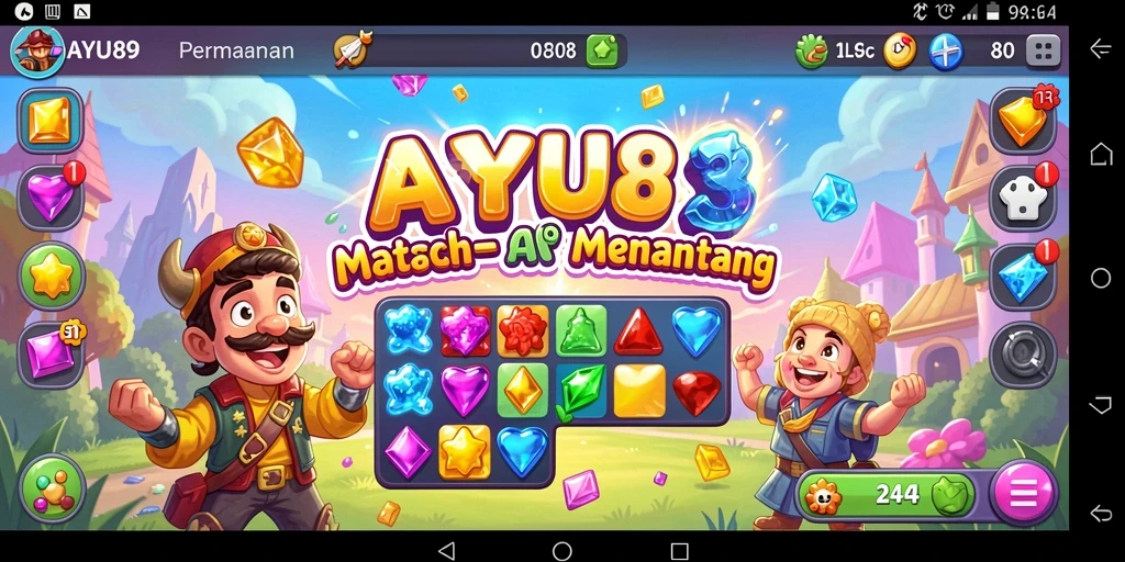 Tampilan gameplay AYU89 yang penuh warna dan seru.