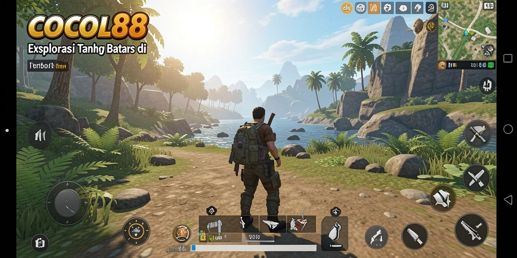 Screenshot gameplay COCOL88 menampilkan petualangan di dunia terbuka yang luas.