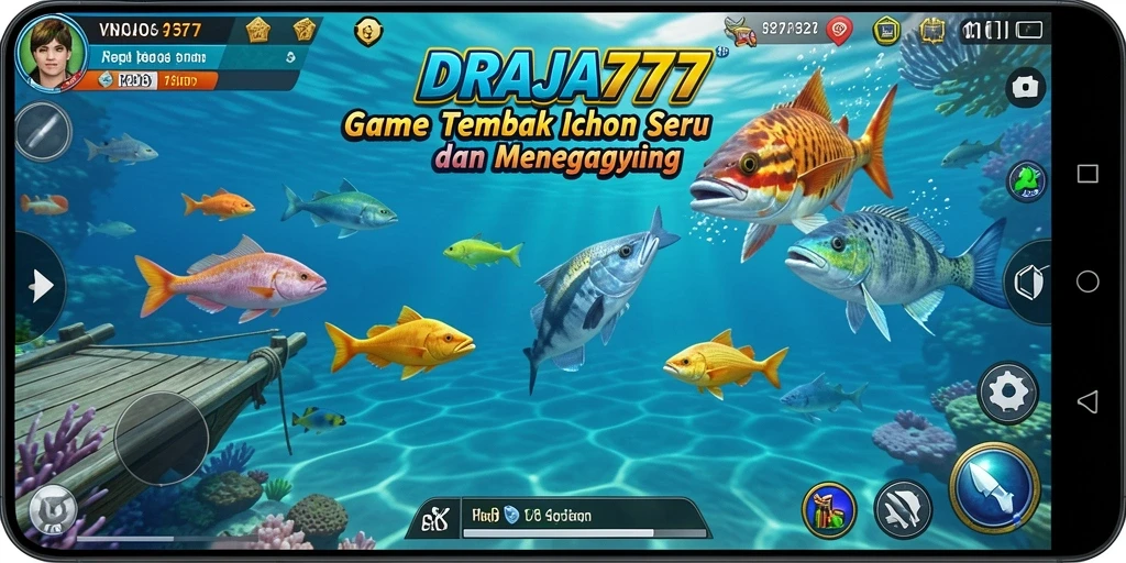 Screenshot DRAJA777 menunjukkan aksi seru berburu ikan.