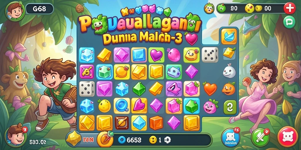 Tangkapan layar gameplay G668 menampilkan aksi seru dalam mencocokkan objek.