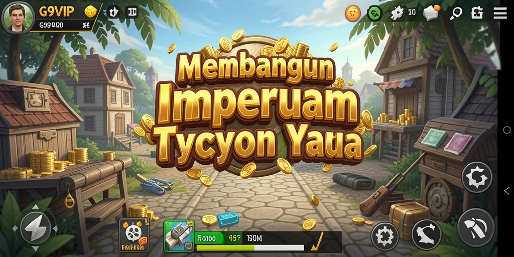 Screenshot gameplay G9VIP yang menunjukkan pengelolaan bisnis Tycoon.