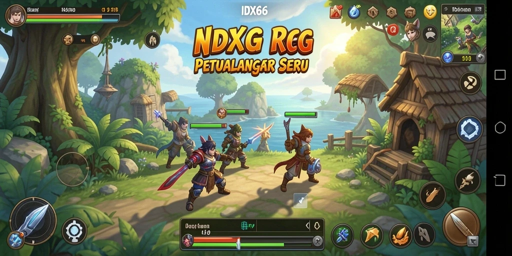 Tampilan gameplay <strong>IDX66</strong> dengan pertempuran yang intens dan grafis indah.