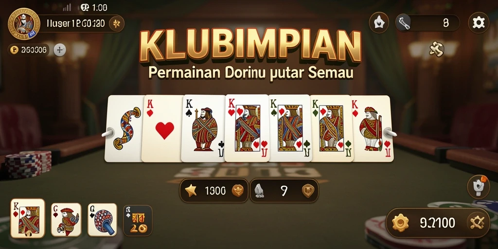 Screenshot utama KLUBIMPIAN menampilkan gameplay seru Domino.