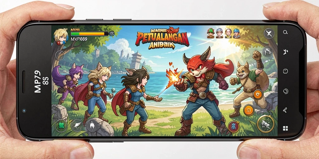 Tangkapan layar menunjukkan karakter Anime yang dinamis dalam pertempuran.