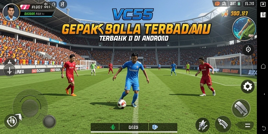 Gameplay intens dalam pertandingan sepak bola di VC55.